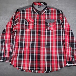 Born Fly Mens 5XL Red Black Plaid Button Down Shirt Long Sleeve Urban Streetwear